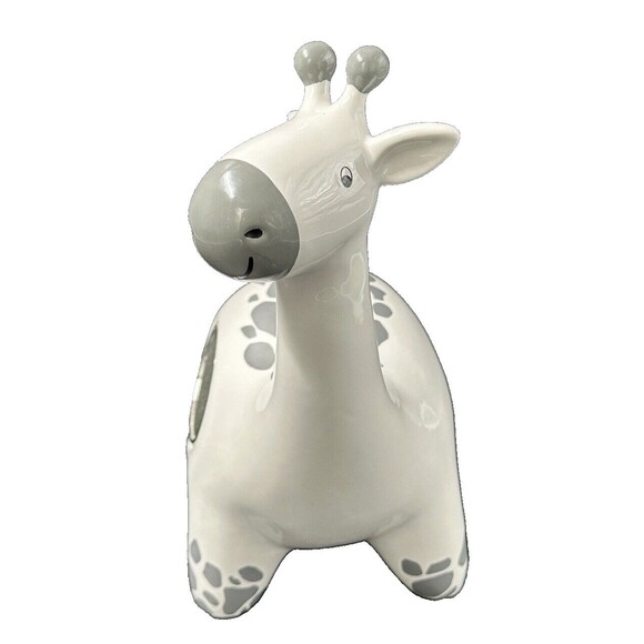 Things Remembered White and Gray Giraffe Ceramic Bank 11.5 in Tall - Picture 3 of 8